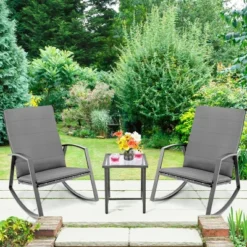 Costway 3PCS Patio Rattan Rocking Chair Table Furniture Set Yard Cushion 21 Costway 3PCS Patio Rattan Rocking Chair Table Furniture Set Yard Cushion -Costway GUEST ffcc586f a88a 4fa8 831c 925ff628f82a